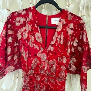 Red sparkly midi dress